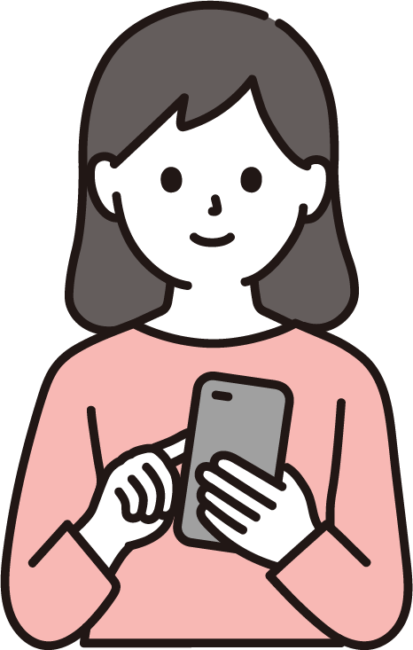 スマホの通知を確認する女性のイラスト